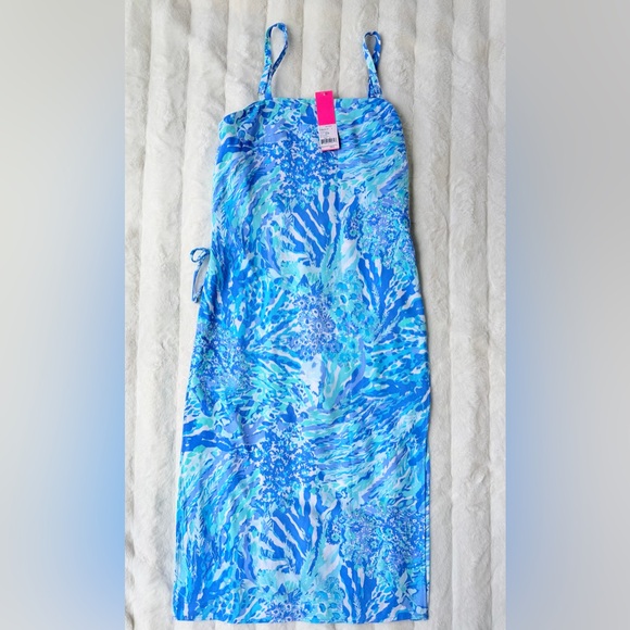 Lilly Pulitzer Blue Green Floral Dress Romper Size 4 NWT - Picture 2 of 8